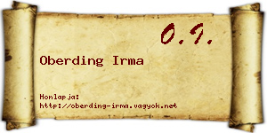 Oberding Irma névjegykártya